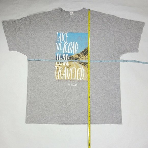 Kerusso T-Shirt Mens XXL Gray Take The Road Less Traveled Bible Verse Tee - Picture 4 of 9